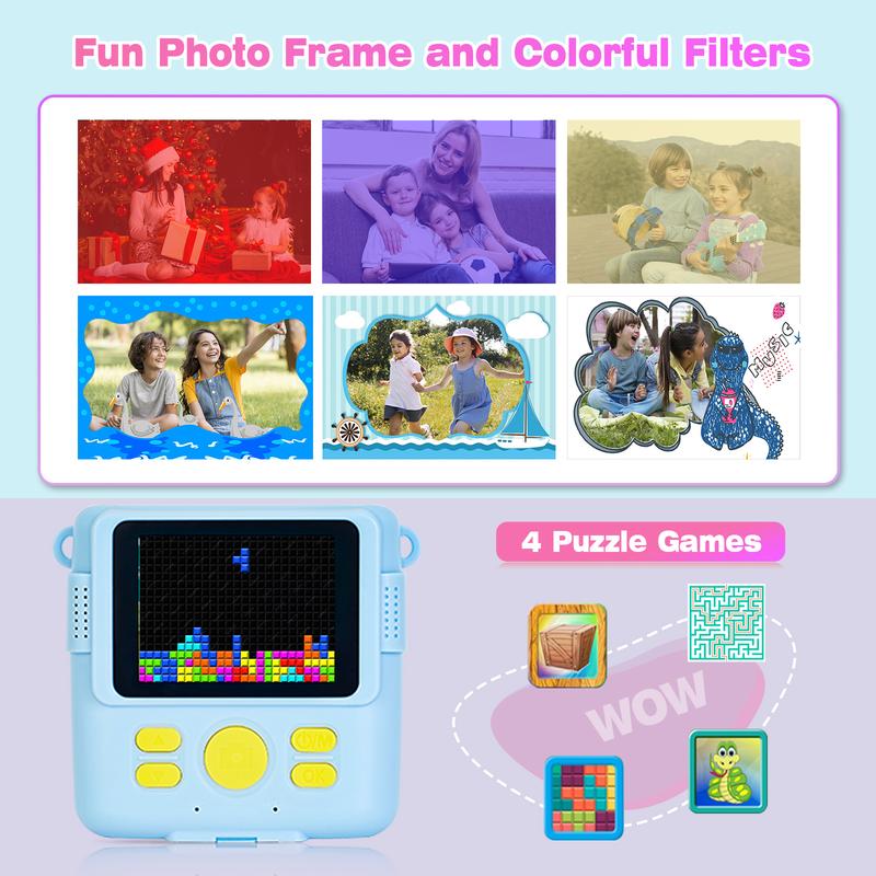 Instant Print Camera for Kids - 2.4 Inch Kids Camera Instant Print with Print Paper & 32G Card- Kids Toys HD Digital Camera as Christams Birthday Gifts for Girls Boys Age 3-12 Mini Instant