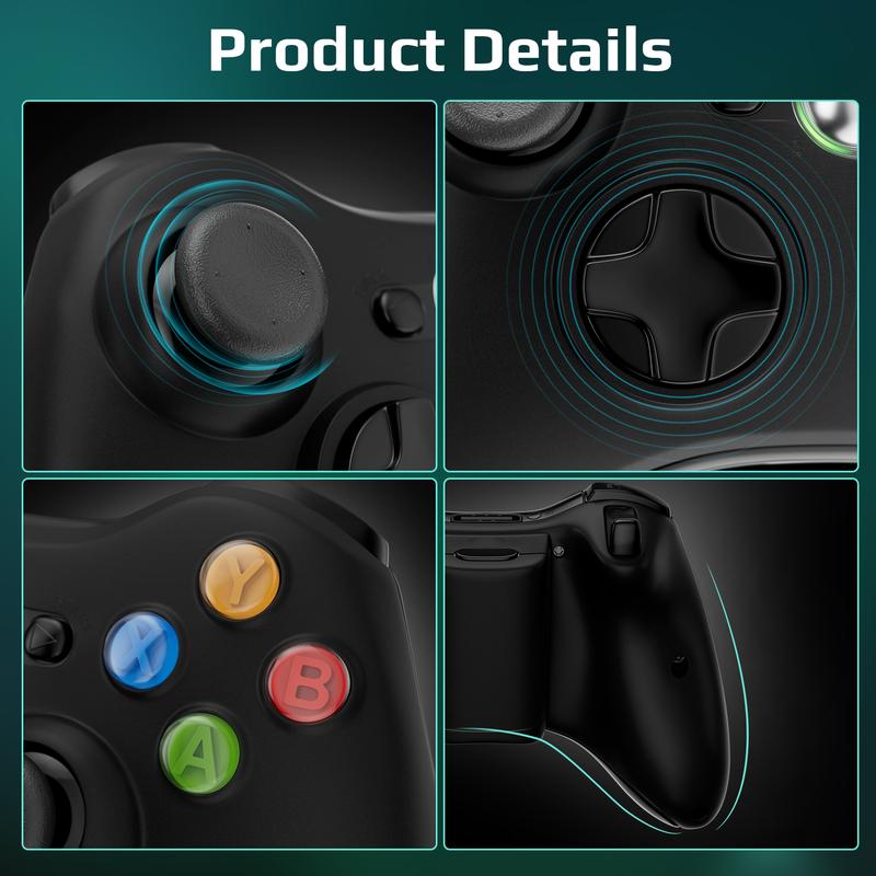 Wireless Controller For Xbox 360 PC Windows, 2.4Ghz, Enhanced chip, Upgraded Joystick, Double Vibration, Stable connection, 2.4Ghz Wireless Receiver, B