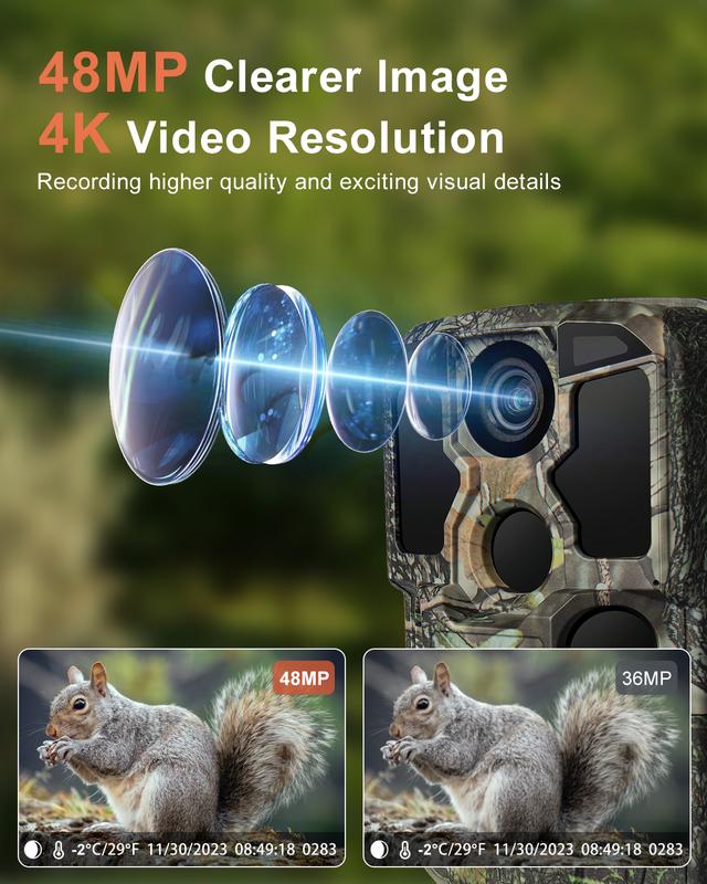 KJK Trail Camera WiFi 8K 84MP with 64GB Memory Card, Game Camera with Night Vision, 0.05s Trigger Motion Activated, IP67 Waterproof 130°Wide-Angle 42pcs No Glow Infrared Leds for Wildlife Monitoring