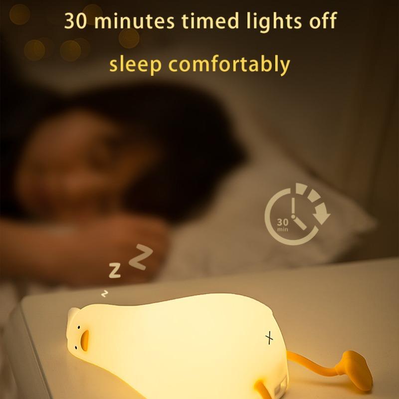 Summer Cartoon Duck Design Night Light, USB Rechargeable Silicone Night Light, Bedside Ambient Night Light, Bedroom Accessories Lights