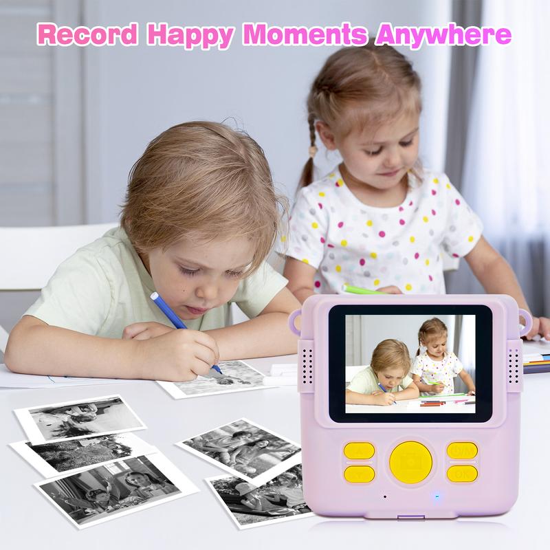 Instant Print Camera for Kids - 2.4 Inch Kids Camera Instant Print with Print Paper & 32G Card- Kids Toys HD Digital Camera as Christams Birthday Gifts for Girls Boys Age 3-12 Mini Instant