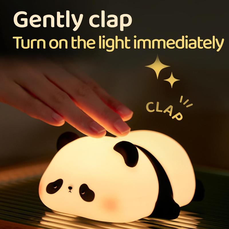 Cute Panda Design Silicone Pat Light, USB Rechargeable LED Light, Sleep Light Bedside Lamp, Decorative Eye Protection Lamp, Outdoor Camping Light