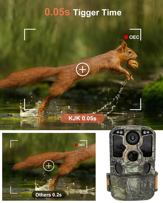 KJK Trail Camera WiFi 8K 84MP with 64GB Memory Card, Game Camera with Night Vision, 0.05s Trigger Motion Activated, IP67 Waterproof 130°Wide-Angle 42pcs No Glow Infrared Leds for Wildlife Monitoring