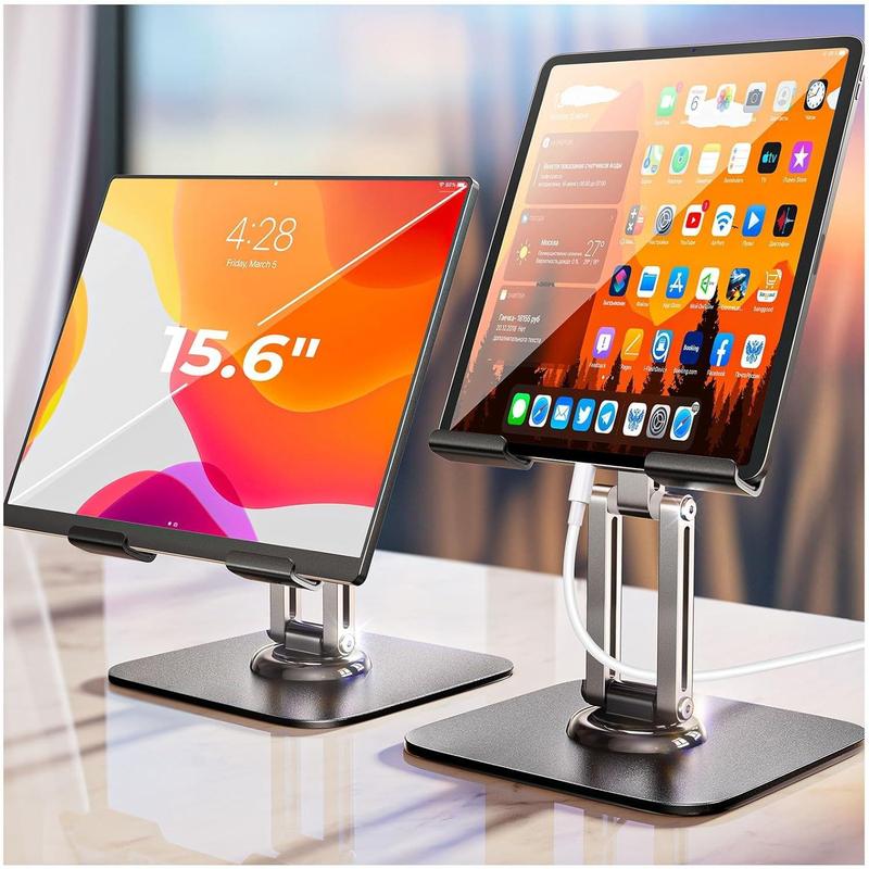 for iPad Stand Holder Adjustable Tablet Stand for Desk, Portable Monitor Stand Tablet Holder 2024 iPad 10th Generation Accessories for Kindle Table Mount Monitor PS Switch iPhone 15.6