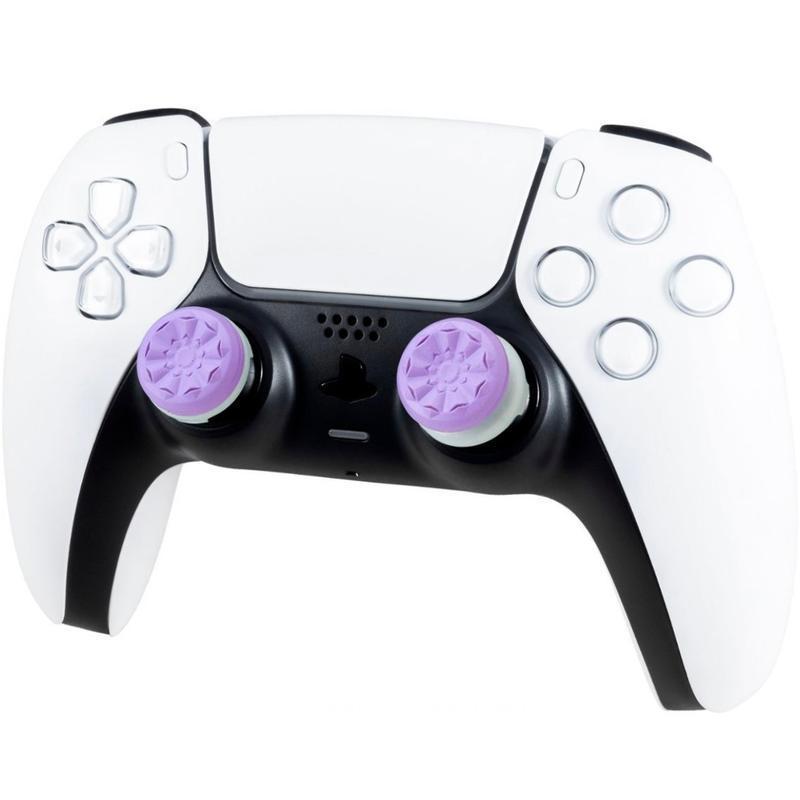 Professional Thumbsticks for PS4 PS5 Xbox,Controller Thumb Grips,Ergonomic Protective Thumb Grips with 1 High-Rise Convex,1 Mid-Rise Concave,Gamepad Accessories,Improve Game Accuracy,Increase Height, Prevent Damage and Slip,Black Purple White