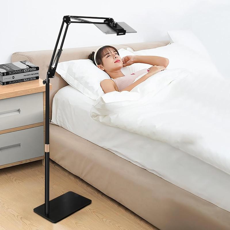 Tablet Floor Stand Holder Adjustable,360-Degree Rotatable Tablet Holder,Tablet Floor Stand For Bed - Angle Height Adjustable, Arm Stretchable, Compatible With 4.5''-10.2'' Tablet And Phones