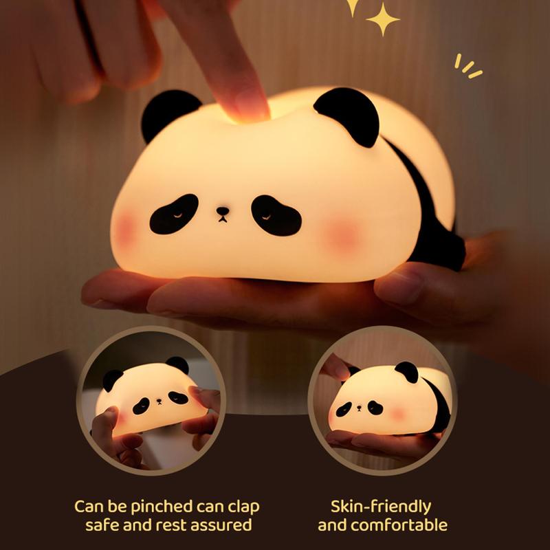 Cute Panda Design Silicone Pat Light, USB Rechargeable LED Light, Sleep Light Bedside Lamp, Decorative Eye Protection Lamp, Outdoor Camping Light