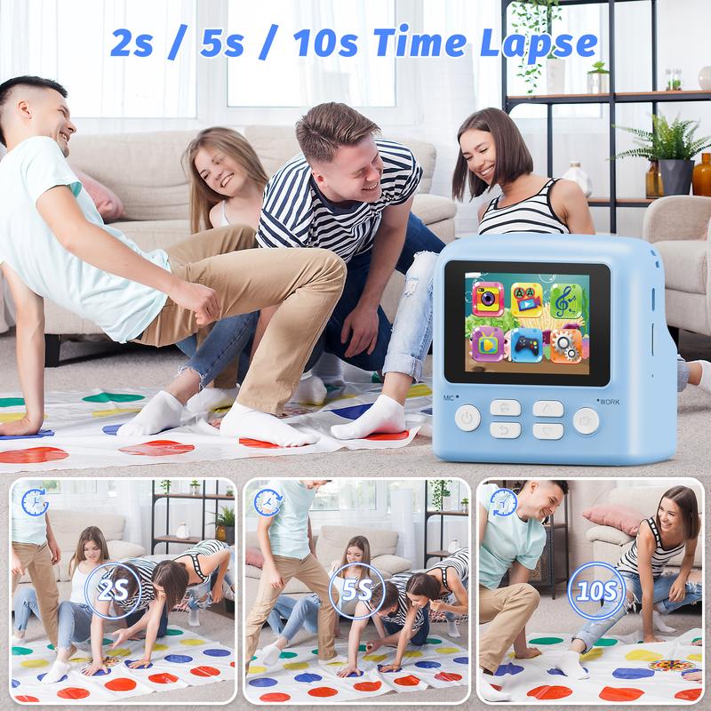 Contixo Instant Print Kids Camera, 26MP, 1080p, Games, MP3, 32GB Card, 3 Paper Rolls, Ages 3-12