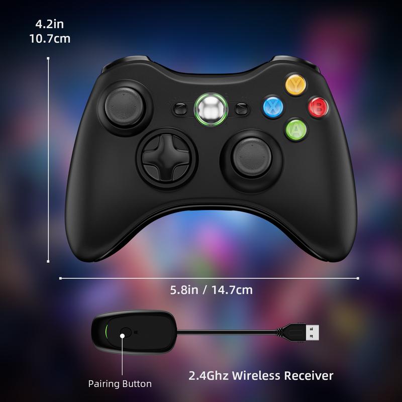 Wireless Controller For Xbox 360 PC Windows, 2.4Ghz, Enhanced chip, Upgraded Joystick, Double Vibration, Stable connection, 2.4Ghz Wireless Receiver, B