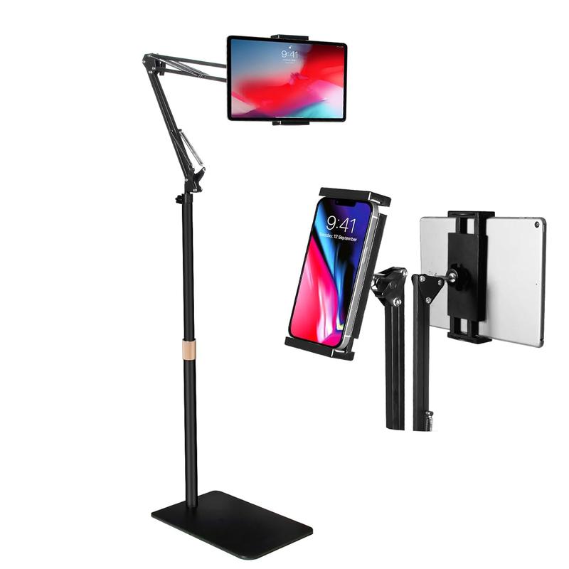 Tablet Floor Stand Holder Adjustable,360-Degree Rotatable Tablet Holder,Tablet Floor Stand For Bed - Angle Height Adjustable, Arm Stretchable, Compatible With 4.5''-10.2'' Tablet And Phones