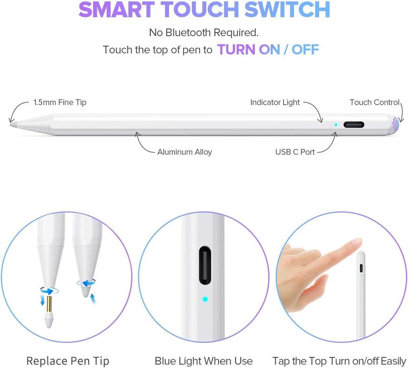 Stylus Pen on Tiktok shop for iPad 9th&10th Generation-2X Fast Charge Active Pencil Compatible with 2018-2024 Apple iPad Pro11&12.9,iPad Air 3 4 5,iPad 6-10,iPad Mini 5 6 Gen-White，clearance items today 2024 ,Funny ipad accessories Gift，Deals For You Days