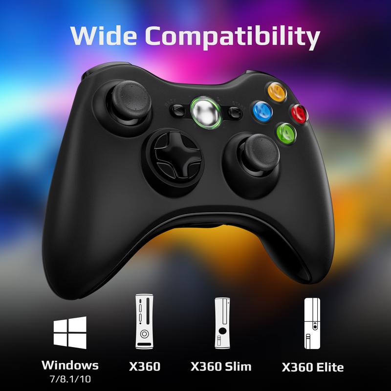 Wireless Controller For Xbox 360 PC Windows, 2.4Ghz, Enhanced chip, Upgraded Joystick, Double Vibration, Stable connection, 2.4Ghz Wireless Receiver, B