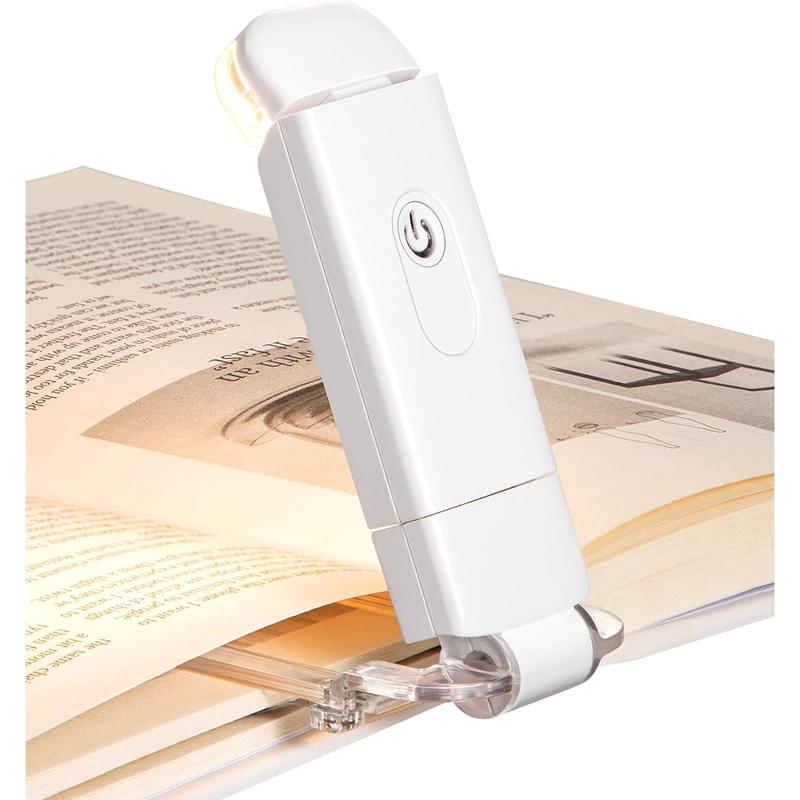 USB Rechargeable Book Light, Warm White, Brightness Adjustable for Eye-Protection, LED Clip on Portable Bookmark Light for Reading in Bed, Car