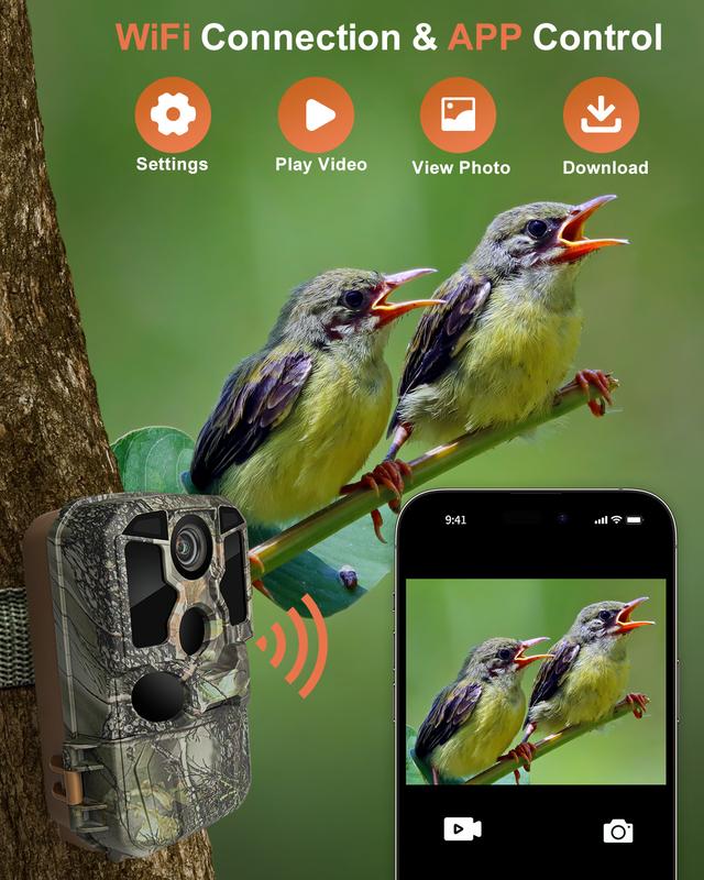 KJK Trail Camera WiFi 8K 84MP with 64GB Memory Card, Game Camera with Night Vision, 0.05s Trigger Motion Activated, IP67 Waterproof 130°Wide-Angle 42pcs No Glow Infrared Leds for Wildlife Monitoring