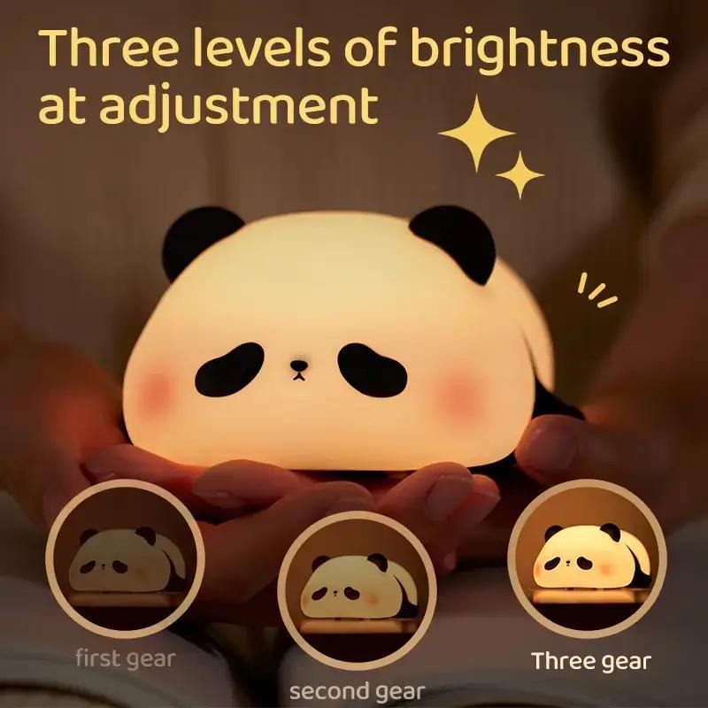 Cute Panda Design Silicone Table Night Light for Summer, Cartoon Animal Shaped USB Rechargeable LED Lights for Bedroom, Room Lights, Decorative Desk Eye Protection Lamp for Bedroom, Indoor Lighting