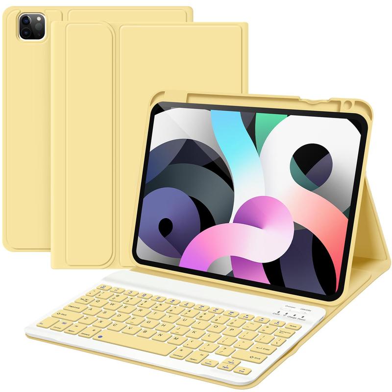 Detachable Wireless Keyboard with Case & Pencil Holder, 1 Set Magnetic Keyboard, Stand Folio Keyboard Case for iPad Pro 1 2 3 4th, Ideal Gifts for Summer, Keyboard for iPad