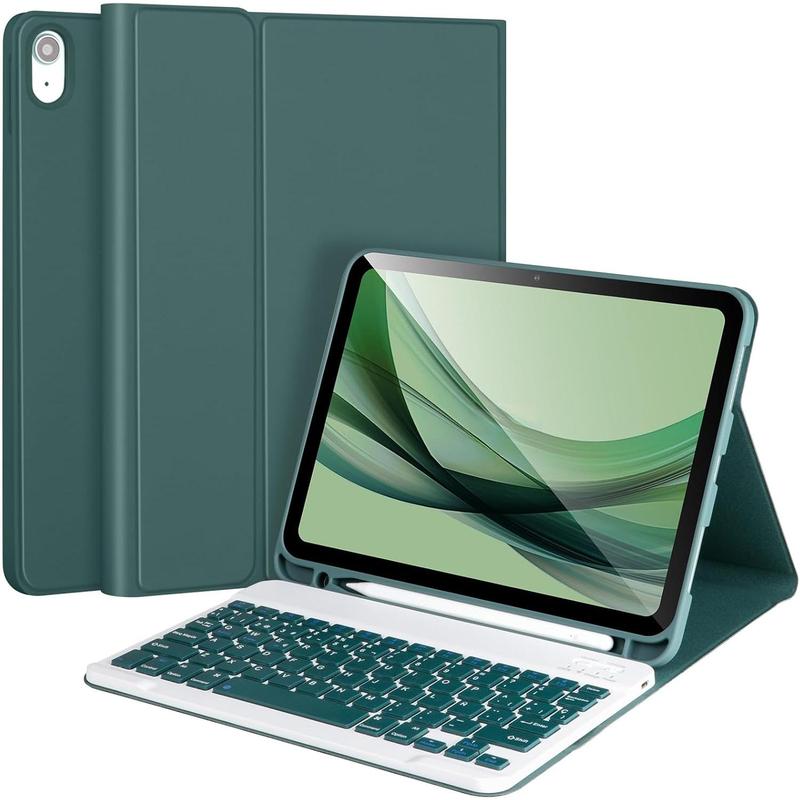 Keyboard Case for iPad 10th Gen 2022 10.9'',iPad 10th Generation Case with Keyboard,Keyboard for iPad10th Gen with Pencil Holder,Detachable  Keyboard Case for iPad10.9 2022,Green-B