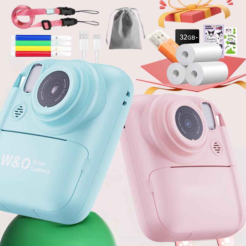 Instant Print Camera, Selfie Digital Camera for Kids, 32GB Memory, USB Rechargeable, Photography Thermal Printer, 1080P HD, Christmas Birthday Gift for Boys & Girls