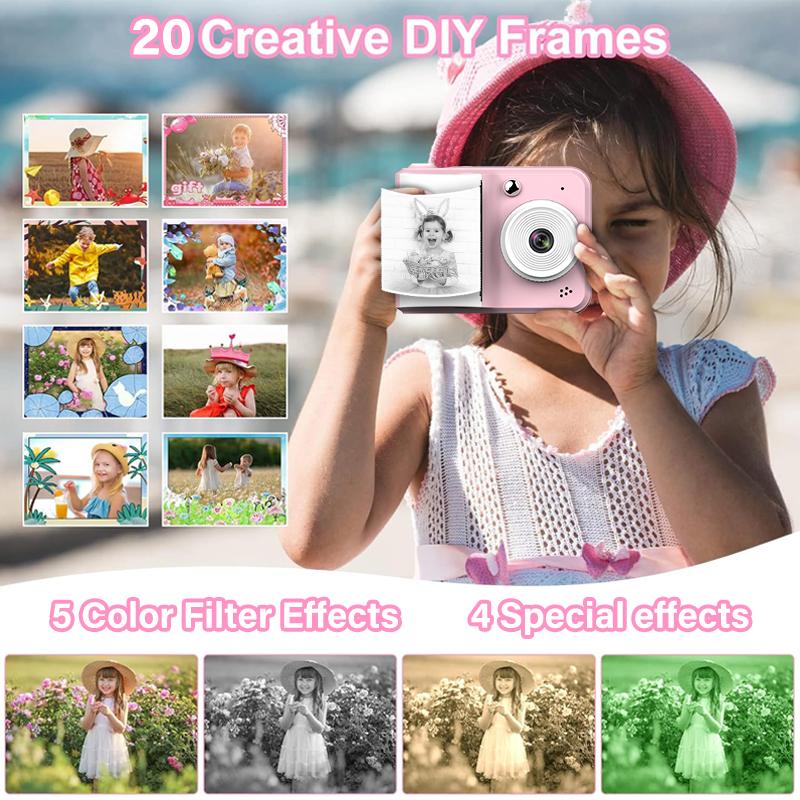 Kids Print Camera, Video Recording, Multi-mode DIY, Multi-functional Game Console, Halloween Gift Christmas