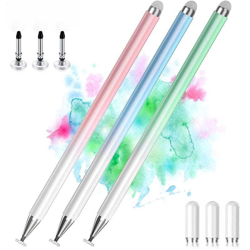 2 in 1 High Precision Universal Stylus Pen, 3 Counts Stylus Pen Compatible with iPad, iPhone, Android, Microsoft Tablets, Phones