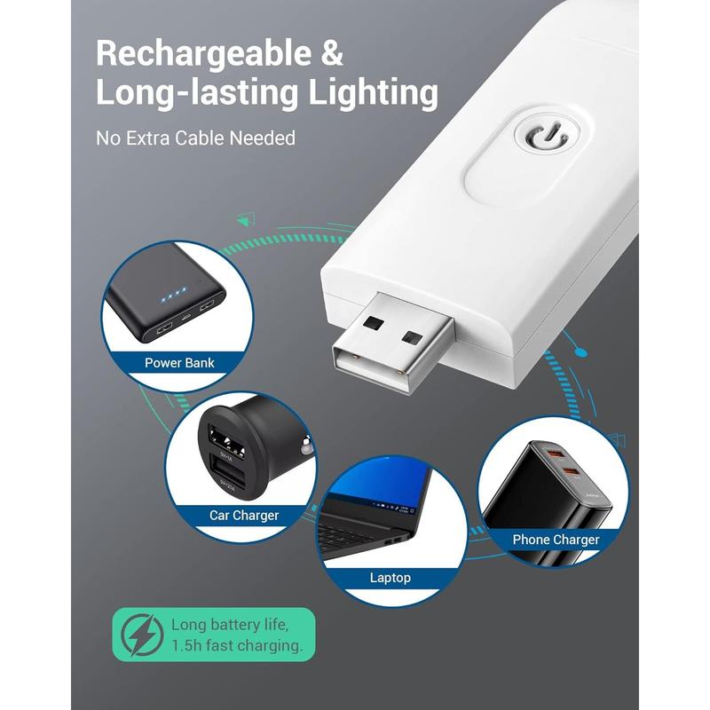 USB Rechargeable Book Light, Warm White, Brightness Adjustable for Eye-Protection, LED Clip on Portable Bookmark Light for Reading in Bed, Car