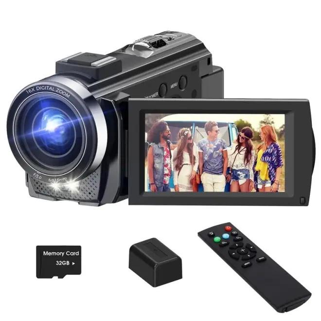 Video Camera Camcorder for Fall, 1080P Full HD Digital Camera with Remote Control & , Rotatable Shockproof Video Camera with Built-in White Balance, Vlogging Camera for Summer Indoor & Outdoor Use, 4K Digital Camera Full HD ricoh  gr iii Card Memory