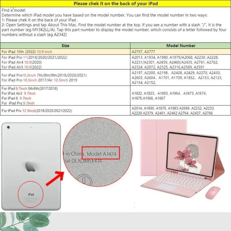 Wireless Keyboard Protective Case with Touchpad, Tablet Keyboard with Pen Slot, Tablet & Computer Accessories for iPad