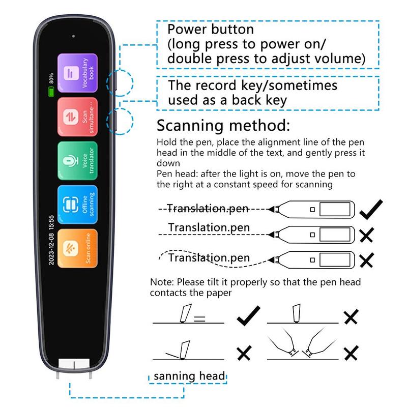 2.99 Inch HD Display Translation Pen for Fall, Multi-purpose One-key Translation Pen, Digital Pen, Multifunctional Translation Pen for Learning, Office, Travel, Stocking Fillers Gift