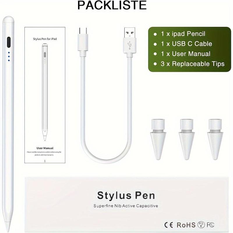 Stylus Pen for iPad, USB Rechargeable Stylus Pen with Palm Rejection Technology, Tablet & Computer Accessories Compatible with iPad Pro M4 (2024)