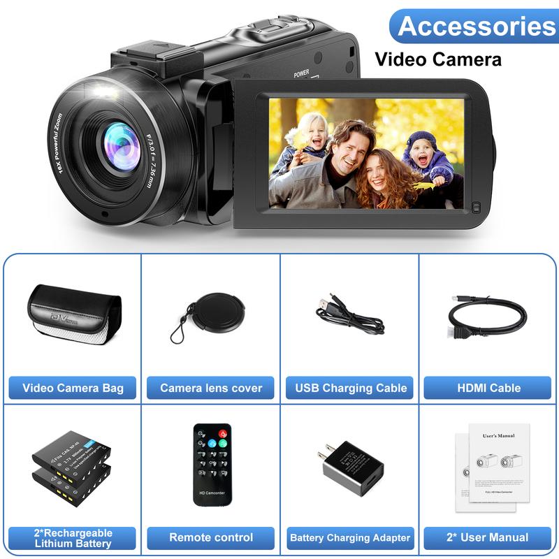 Video Camera Camcorder for Fall, 1080P Full HD Digital Camera with Remote Control & , Rotatable Shockproof Video Camera with Built-in White Balance, Vlogging Camera for Summer Indoor & Outdoor Use, 4K Digital Camera Full HD ricoh  gr iii Card Memory