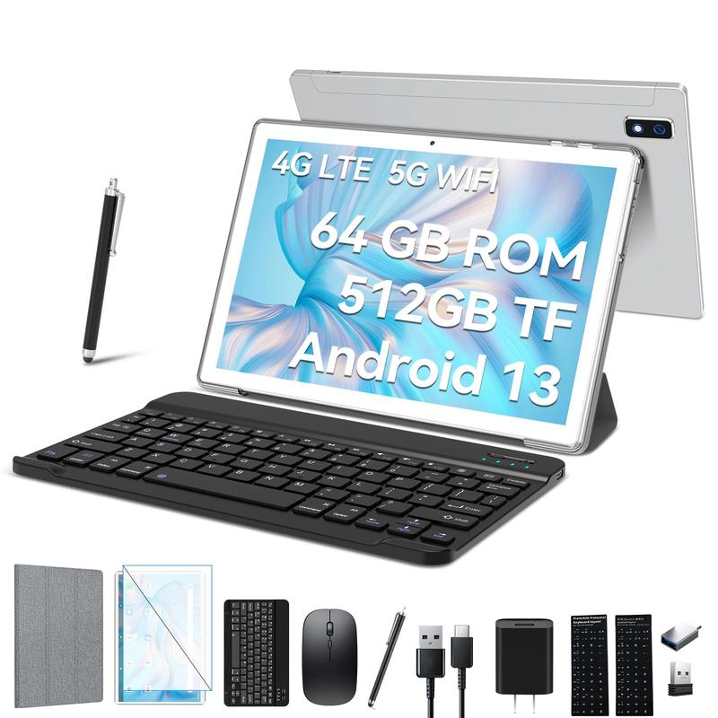 2024 Newest 10 Inch Tablet,3 in 1 Tablet with Keyboard Mouse pen, Android 13 Tablet 4G Cellular with 2 SIM 1 SD-64GB ROM TF Max 512GB,Octa-Core,1080 FHD,13MP,GMS-Zertifizierung,GPS  WIFI Tablet on sale  Christmas gift  Black Friday Deal internet tablet