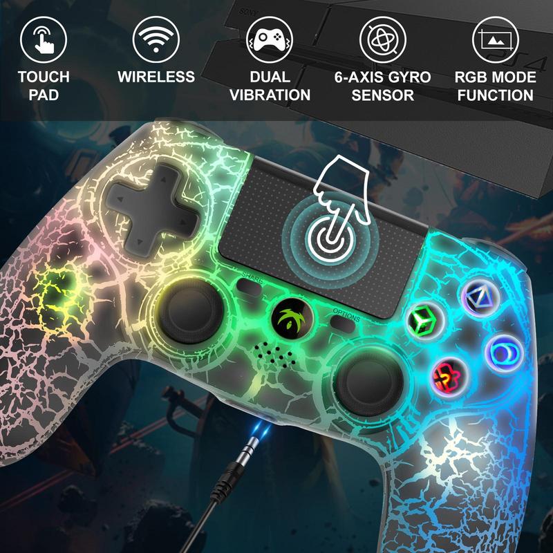 Wireless Gaming Controller for PS4, Wireless Remote Gamepad with 6-Axis Motion Sensor Audio Function, Game Controller Widely for PS4 PC iOS