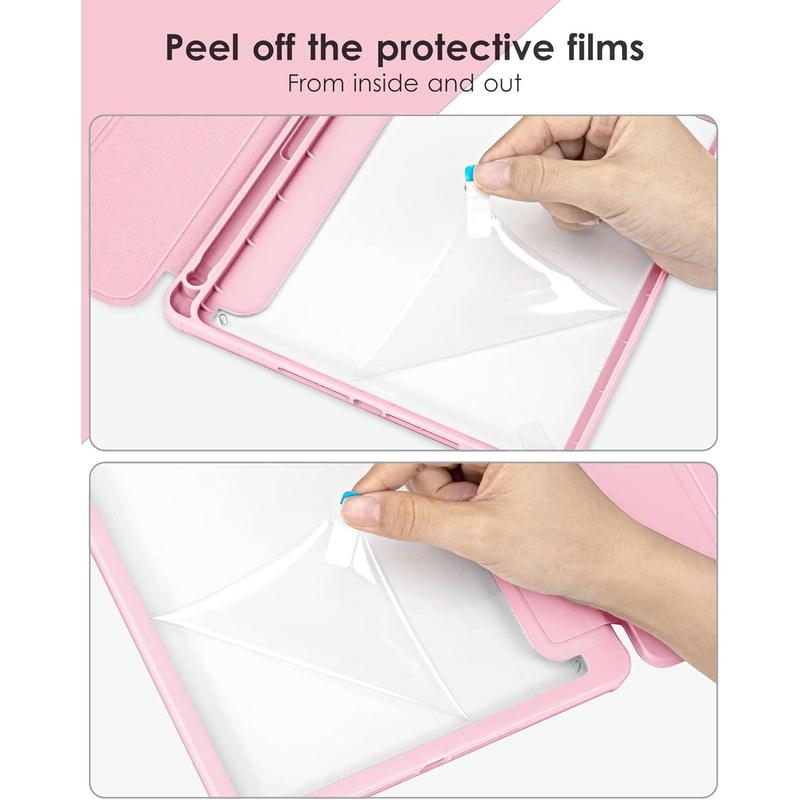 Case for iPad 9th   8th   7th Generation 10.2 inch (2021 2020 2019 Released), Clear Back, Shockproof Frame Cover[Built-in Pencil Holder,Support Auto Sleep Wake] for ipad 10.2 - Pink