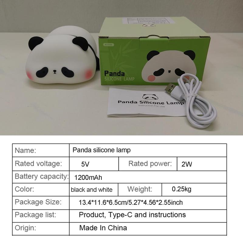 Cute Panda Design Silicone Pat Light, USB Rechargeable LED Light, Sleep Light Bedside Lamp, Decorative Eye Protection Lamp, Outdoor Camping Light