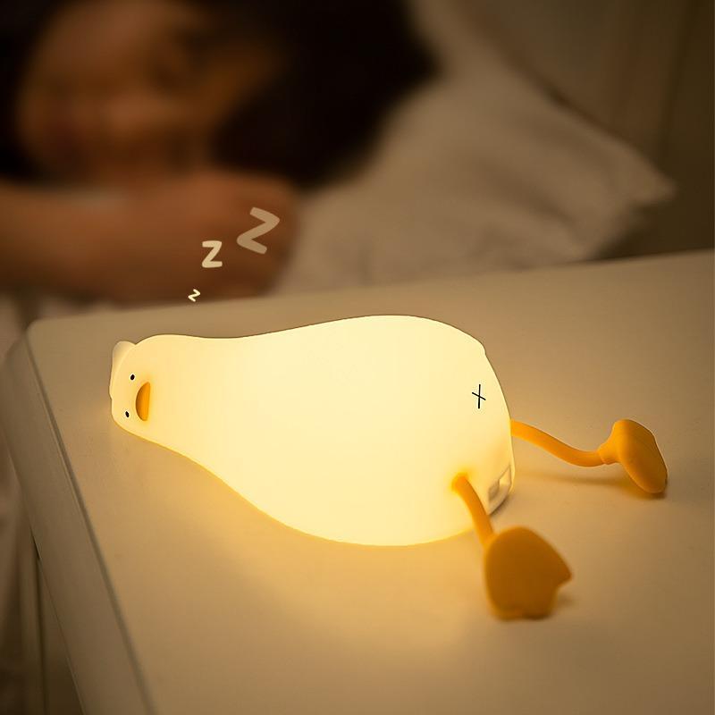 Summer Cartoon Duck Design Night Light, USB Rechargeable Silicone Night Light, Bedside Ambient Night Light, Bedroom Accessories Lights