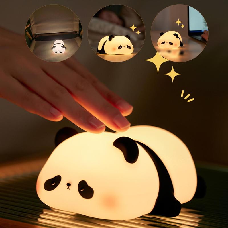 Cute Panda Design Silicone Pat Light, USB Rechargeable LED Light, Sleep Light Bedside Lamp, Decorative Eye Protection Lamp, Outdoor Camping Light