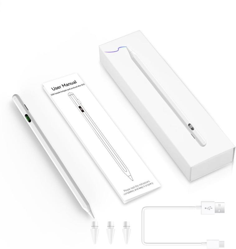 iPad 9 and 10 generation Stylus - 2x Fast charging Active Pencil Palm rejection tilt sensor, compatible with 2018-2023 Apple iPad Pro11&12.9 