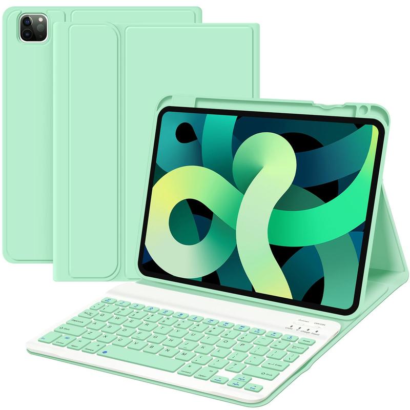 Detachable Wireless Keyboard with Case & Pencil Holder, 1 Set Magnetic Keyboard, Stand Folio Keyboard Case for iPad Pro 1 2 3 4th, Ideal Gifts for Summer, Keyboard for iPad