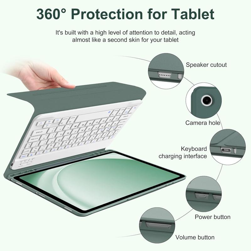 Keyboard Case for  Galaxy Tab A9 Plus 5G 11 Inch 2023(SM-X210 X216 X218) - Detachable   Keyboard - Folio  Cover with S Pen Holder for Galaxy Tab A9+ 11