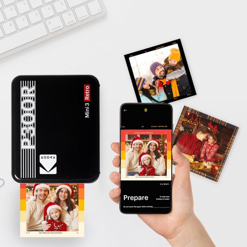 KODAK Mini 3 Retro 4PASS Portable Photo Printer (3x3 inches) + 68 Sheets Gift Bundle