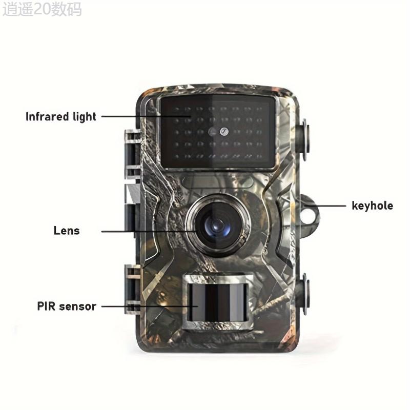 Upgraded Version Hunting Camera, With 2-inch Screen, HD Wildlife Tracking Camera, Night Vision PIR 393.7 Inches, 0.8 Seconds Trigger Motion Activation For Outdoor Wildlife Surveillance Camouflage Mount Wireless