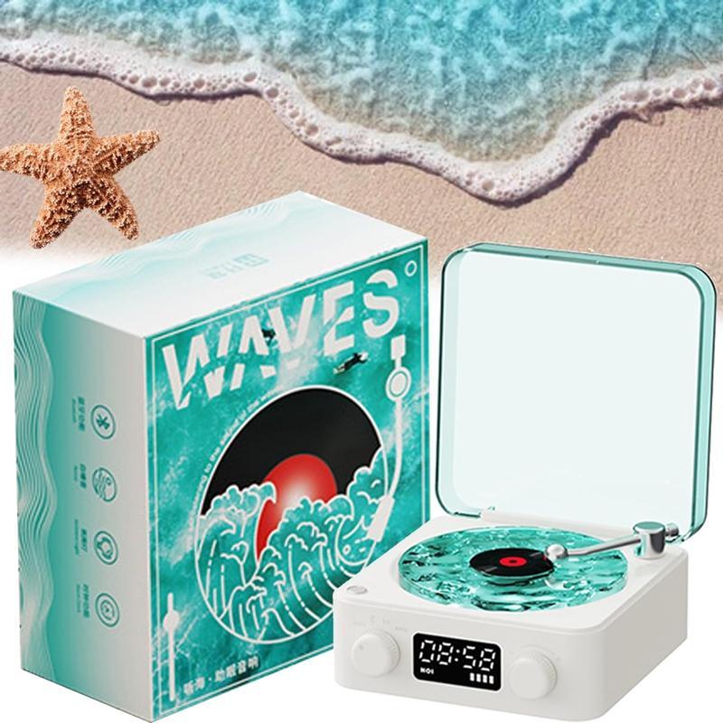 The Waves Vinyl Player, 2024 New BluetoothVinyl Record Player Waves, Waves Retro VinylRecord Player, Waves Vintage Vinyl Record PlayerBluetooth Speaker (White)