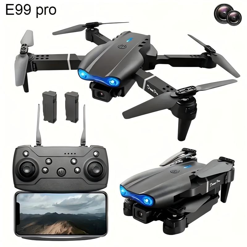 2 Batteries E99 K3 Professional Dual Camera Drone, Remote-controlled Airplane, Remote Control, Altitude Maintenance, Lithium Polymer Battery, Ideal Holiday Gift For Halloween And Christmas