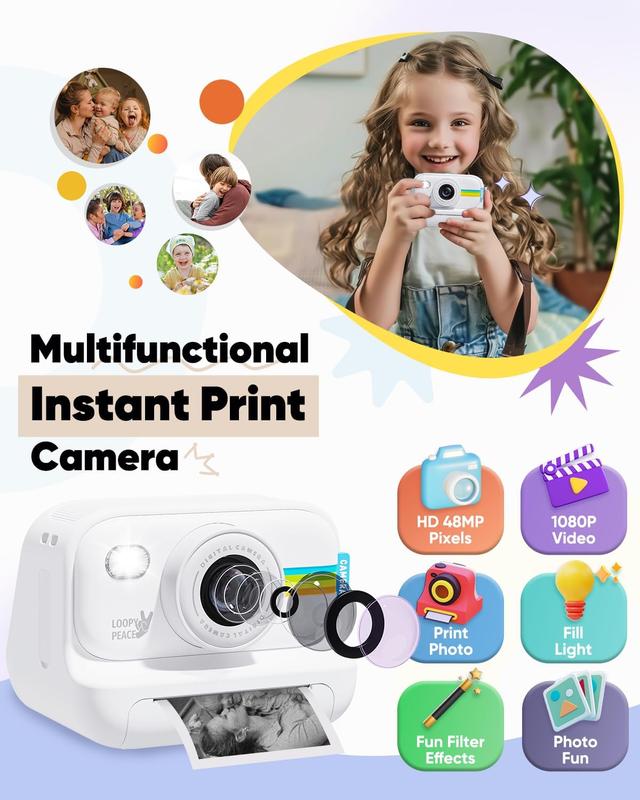 Instant Print, Inkless , Digital Video ,  Card Charging AdjustableDurable Sd Chargeable,Auto Focus Digital  for Summer. Compact Boys Memory fujifilmcamera 1080p  point & shoot   polaroid printer instax camera fujifilm fuji camera