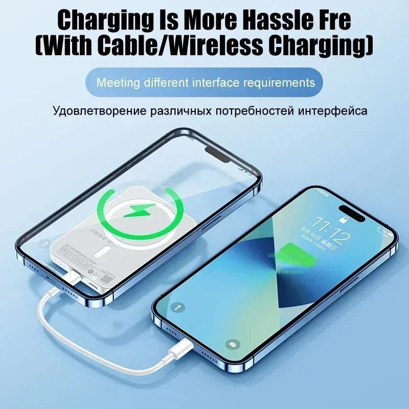 10000mAh Mini Wireless Power Bank Magnetic Portable Charger Fast Charging Magnetic Battery Pack for Mobile Phone Portable External Battery Charger for Mobile Phones Supporting Wireless Charging Function Long-lasting and Durable, Travel Camping