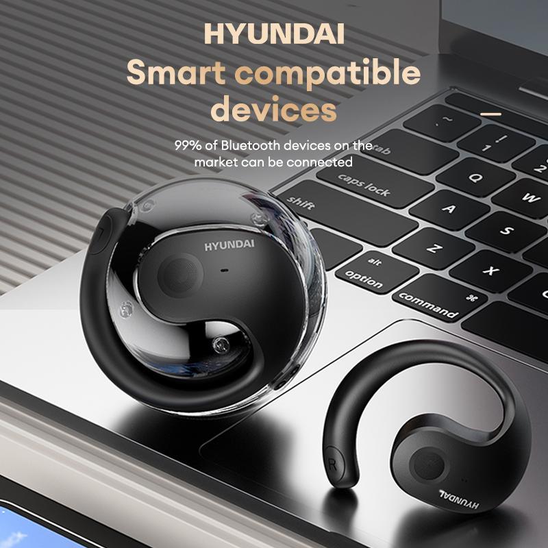 HYUNDAI Clip On Design Wireless Bluetooth-compatible Earphone, Waterproof Long Battery Life Earphones, HIFI Sound Quality Headphones for Sports & Travel