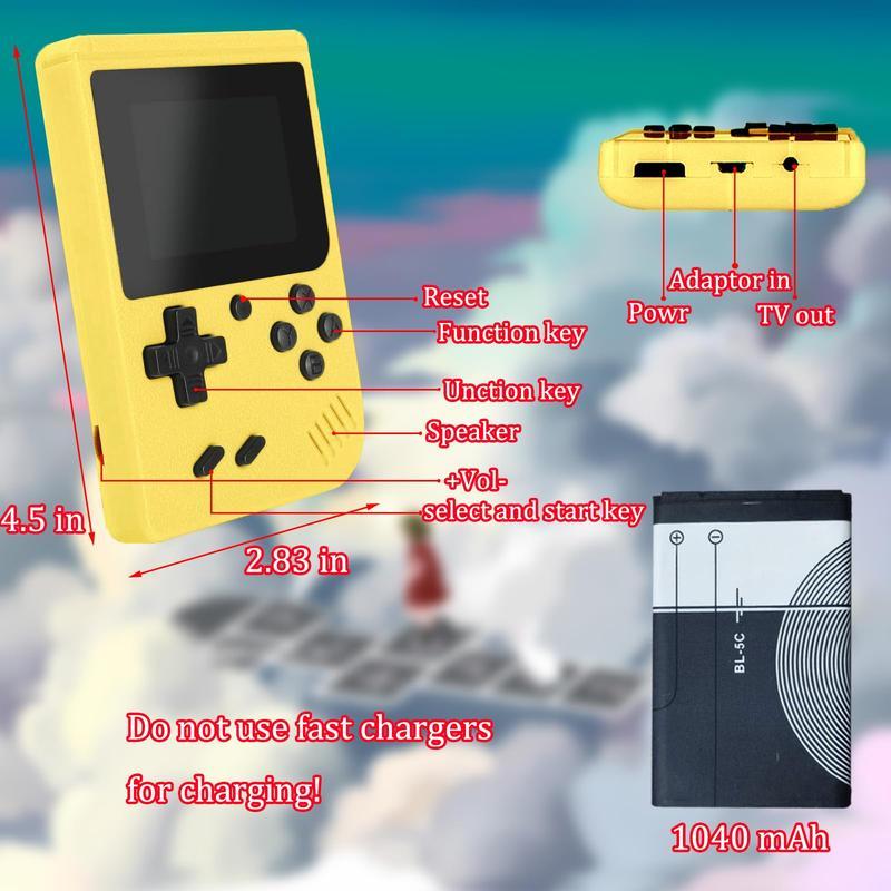 500 in 1 （Contains different versions of the same game）Gameboy for Adults&Kids Retro Handheld Game Console Retro Video Game Console Supports Two People Playing Games on TV Cable Portable Arcade Compact Lithium Device Rechargeable Protection