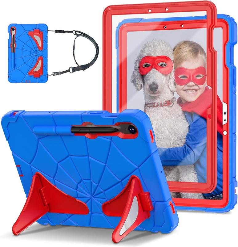 Spider Net Kids Case for iPad 10th 10.9 Inch, iPad 9th 8th 7th 10.2 Inch, Galaxy Tab A9 Plus S9 S9 FE 11 Inch 2023 with Screen Protector Pen Holder, Shockproof & Protective.