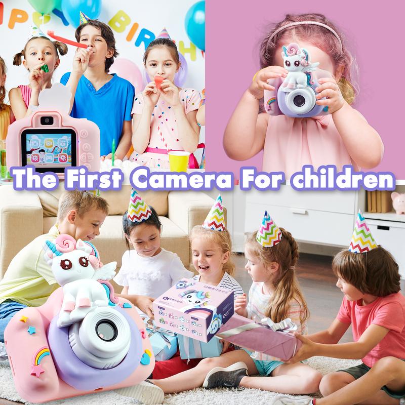 Dragon & Unicorn  1080P HD Kids Digital Camera - Selfie Toy for Girls Boys Perfect Birthday Gift for Ages 3-12 Record,Shoot