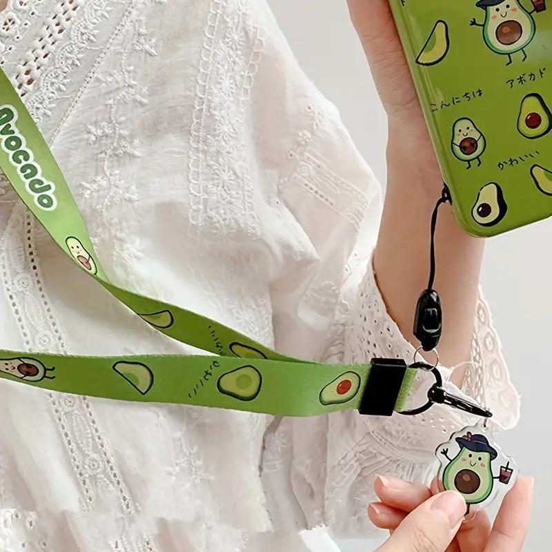 Avocado Pattern Phone Lanyard, Creative Mobile Phone Hanging Rope With Keychain, Cute Mobile Phone Chain